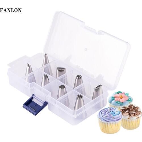 304 cake tools Decorating Mouth Combo 8-Piece Set with Box Cake Cream Pattern Decorating Tool Novice Household Cookie Bean Box