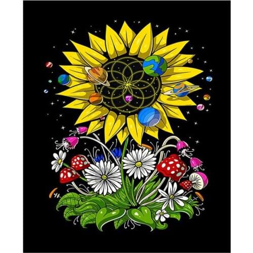 5D DIY Diamond Painting Sunflowers Vase Earth Planet Cross Stitch Kit Diamond Embroidery Mosaic Wall Art Home Decor Gift Picture