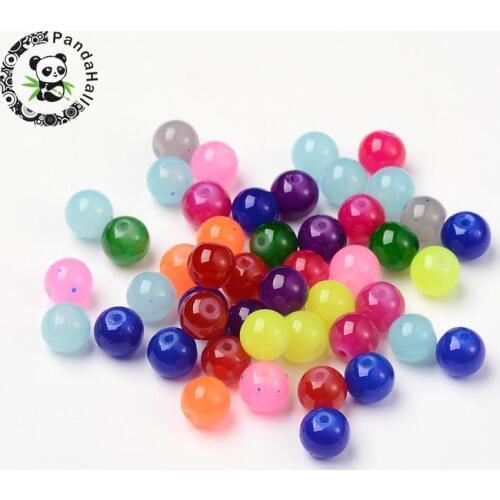 8mm Mixed Color Round Dyed Spray Painted Imitation Glass Beads for jewelry Making DIY Hole: 1mm