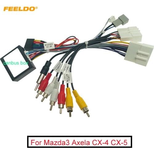 FEELDO Car Audio 16PIN DVD Player Power Calbe Adapter With Canbus Box For Mazda3 Axela CX-4 CX-5 Antnza Stereo Plug Wiring Harne