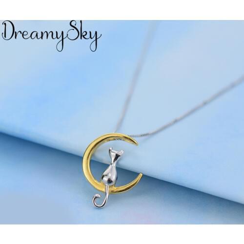 Bohemian New Silver Color Moon Cat Choker Necklaces For Women Christmas Jewelry Girls Gift Statement Necklaces Collares