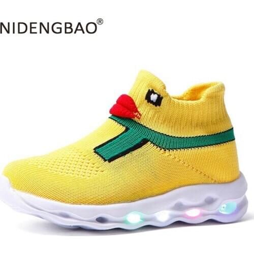 Kids Running Sneakers Children Baby Girls Boy Led Luminous Duck Glowing Shoes LED Lights Socks Shoes Infantil Light Up Shoes