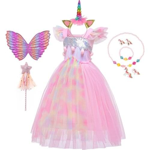 Unicorn Dress for Girls Children Cartoon Vestidos Kids Tutu Dresses Toddlers Summer Sleeveless Princess Halloween Costume