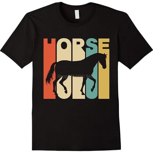 Vintage Style Horse T-Shirt Short-Sleeved Print Letters 100% Cotton Funny Tops Tee Casual O Neck Plus Size T Shirt