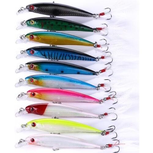 Hot Sale 100pcs Quality 10color 90mm 8g Minnow Lure Floating Wobbler Laser Hard Baits Swimbait Artificial Baits Fishing Lure