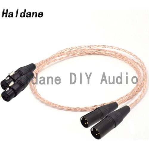 Haladne Pair Bold Version 8CU Single Crystal Copper HIFI XLR Male to Female Leads Balanced Audio Cable for Amplifier CD player