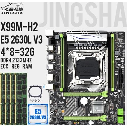 Jingsha X99 M-H2 Motherboard Set With Xeon E5 2630L V3 CPU 4*8=32GB DDR4 2133MHz REG ECC RAM LGA 2011-3 ATX Server Kit Combo