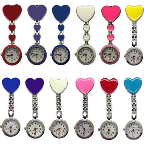 10pcs/lot Love Heart Glue Design Alloy Hang Chain Pocket Watches Nurse Doctor Hospital Officers Women Mens Quartz Gift Watch
