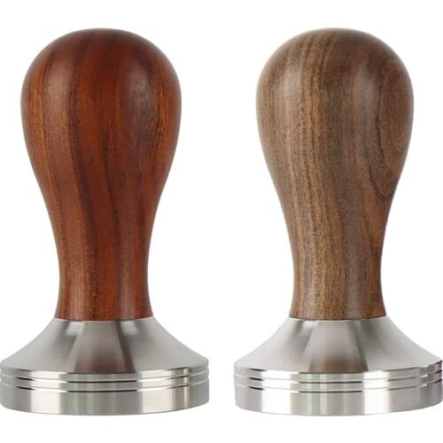 Coffee Bean Press Tamper Espresso Grinder Press w/Wood Handle Flat Base