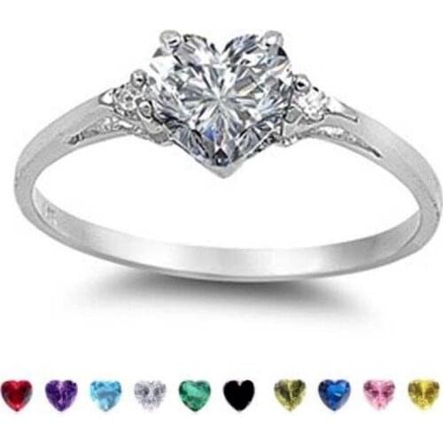 JK Mood Ring with Lovely Heart Design Brilliant CZ Prong Setting Silver Plated Best Christmas New Year Gift Rings for Women