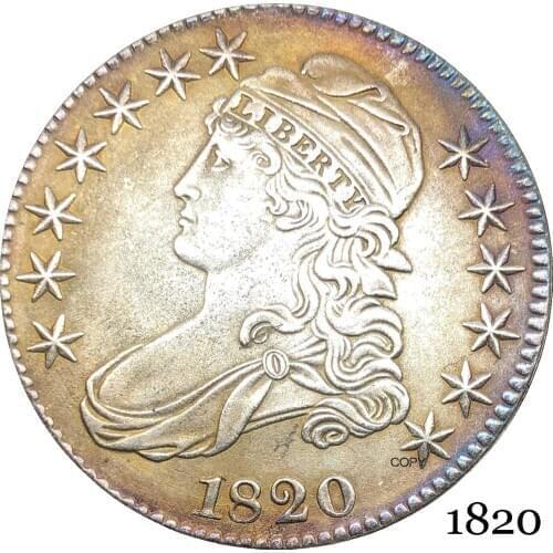 United States Of America Liberty Eagle 1820 50 Cents ½ Dollar Capped Bust Half Dollar Cupronickel Silver Plated Copy Coin