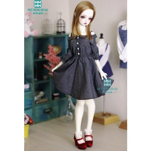 BJD doll clothes shoes girl dress fits 60cm 1/3 BJD doll fashion lady Plaid Sling Dress