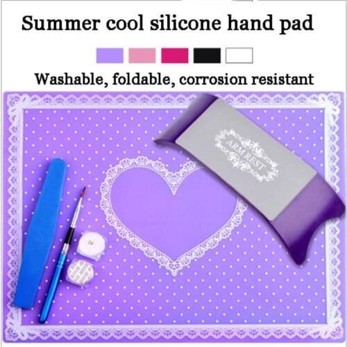 Manicure Table Manicure Silicone Pillow Nail Cushion PVC Washable Folding Nail Mat Nail Art Pillow Cushion Professional Nail Set