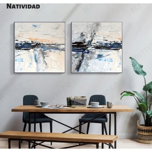 Marble Glass Texture Map Art Canvas Painting Blue Transition Color Gradient Level Modern Realistic Floor Picture Home Canvas