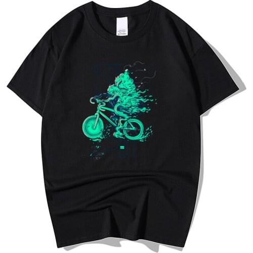 2021 Summer New100% Cotton Interesting Bicycle Printing T Shirt Men Causal O-neck Basic T-shirt Male High Quality Classical Tops