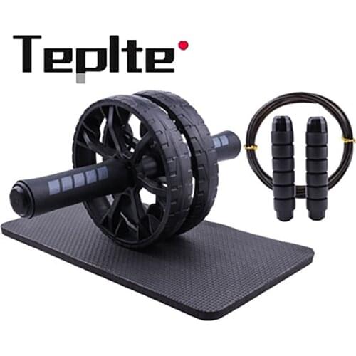 Black Abdominal Wheel Jumping Rope Set Home Fitness Equipment Explosive Model Abdominal Roller Double Wheel Abdominal Apparatus
