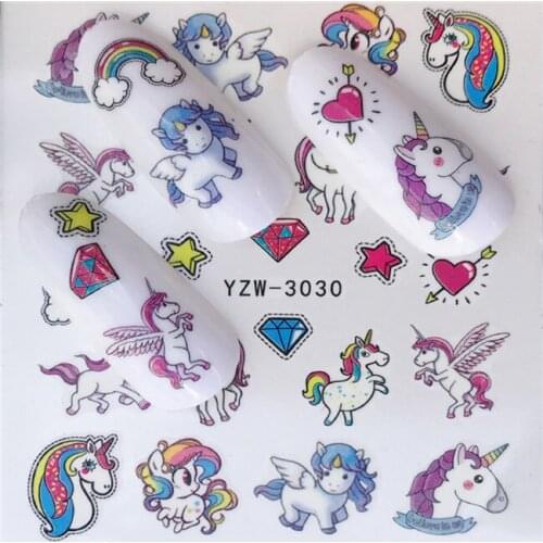 Unicorn Horse Kid Nail stickers art decorations slider adhesive Water Transfer decals manicure lacquer accessoires polish foil