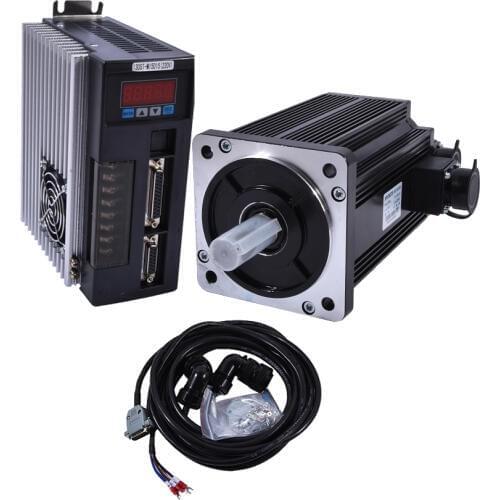 New Arrival 220V 50HZ 2.3KW AC Servo Motor Kits Three Phase Motors 22mm 15N.M 2.3KW 1500rpm 130ST-M15015 Matched Servo Driver