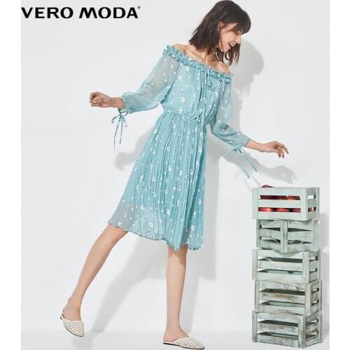 Vero Moda Women Floral Off-Shoulder 3/4 Sleeves Chiffon Dress | 31937C532