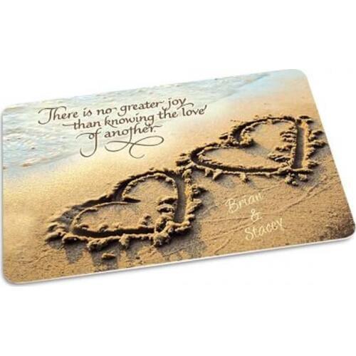 Personalized Two Hearts Floormat - 18" x 26-5/8", 1/4" Thick Non-Skid Rubber Back, Polyester Doormat, Gift for Anniversary, Wedd