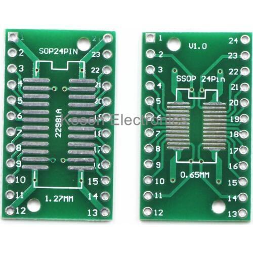 10Pcs Pinboard SOP24 SSOP24 TSSOP24 to DIP24 PCB SMD DIP Adapter plate Pitch 0.65 1.27mm