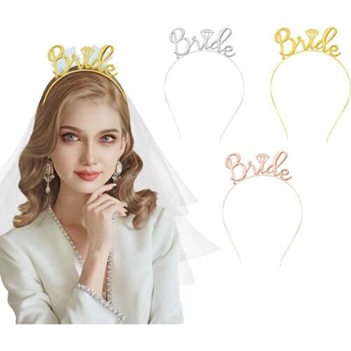 Rose Gold Bride to Be Alloy Headband Girl Hair Accessories Bridal Shower Bachelorette Hen Party Wedding Decoration Supplies