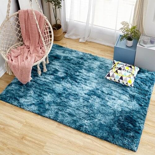 Long Hair Fluffy Rug Tie Dyeing Plush Soft Anti-Slip Faux Fur Wool Modern Rugs For Living Room Decor Sheepskin Carpets Rugs