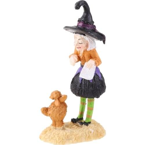 Halloween Witch Doll Ornament Charming Desktop Dolls for Halloween Home Office Decoration Gift Resin Crafts
