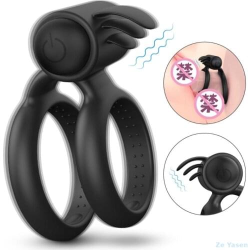 Vibration Penis Ring Delayed Ejaculation Function Ring Clitoris Stimulator Double Ring Design Male Penis Products Adult Products