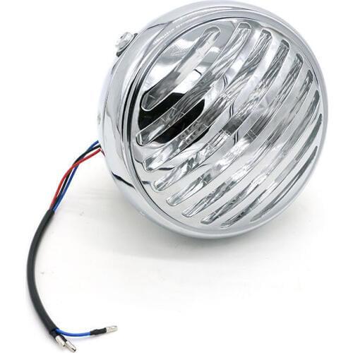 Retro Vintage Side Mount Grill Motorcycle Headlight Lamp Cafe Racer Choppers