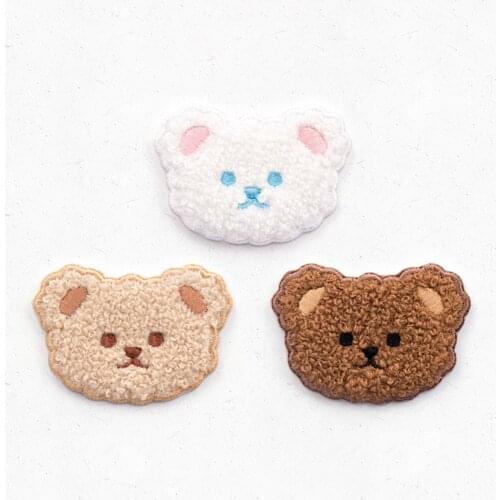 High Quality Plush Dog Bear Sheep Iron On Patches Badges Baby Self Adhesive Stickers On Clothes Scarf DIY Stripes Cute Applique