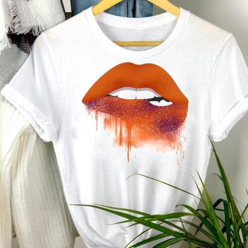 Women Clothes Lip Trend Style Kawaii Cute Summer Leopard Fashion Short Sleeve Summer Print Tshirt Female Tee Top Graphic T-shirt