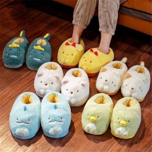 Ladies Winter Cartoon Animal Slippers Womens Indoor Warm Plush Slides Cute Female Fur Flip Flops Girls House Sneakers One Size