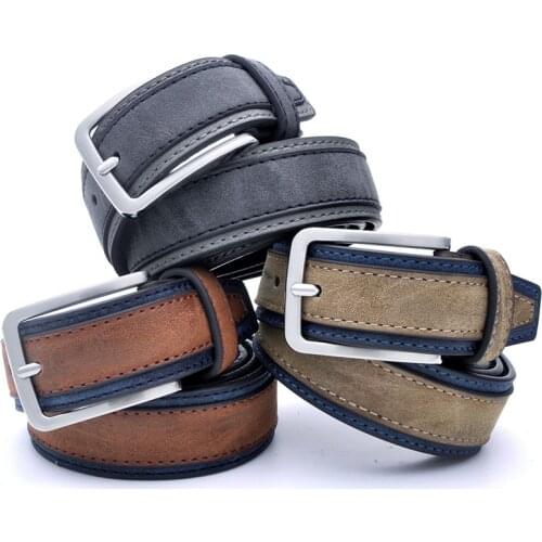 WJ20614 women unisex jeans belts retro sand Frosted stitching Patchwork leather belt
