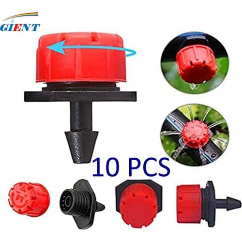 10Pcs/bag Adjustable Irrigation Drippers Sprinklers 1/4'' Emitter Dripper Micro Drip Irrigation Sprinklers for Watering System