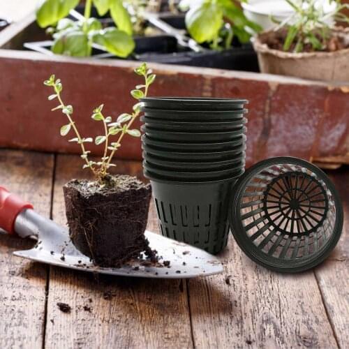 10PCS Planting Cups Sturdy Hydroponic DIY Net Pots Mesh Pot Net Cup Basket Hydroponic System Garden Plant Grow Vegetable Pots