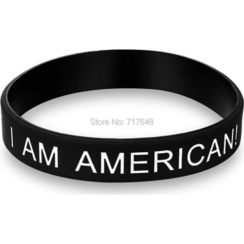 100pcs I AM AMERICAN wristband silicone bracelets free shipping by ePacket A
