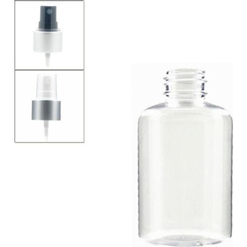 4oz/120ml empty boston round plastic bottle , clear pet bottle with black/white aluminum fine mist sprayer