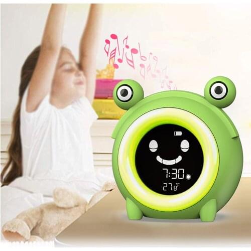 5 Sounds Kids Alarm Clock Child Sleep Trainer 12/24H USB Snap Timer Table Voice Control Powerede Electronic Desktop Clocks