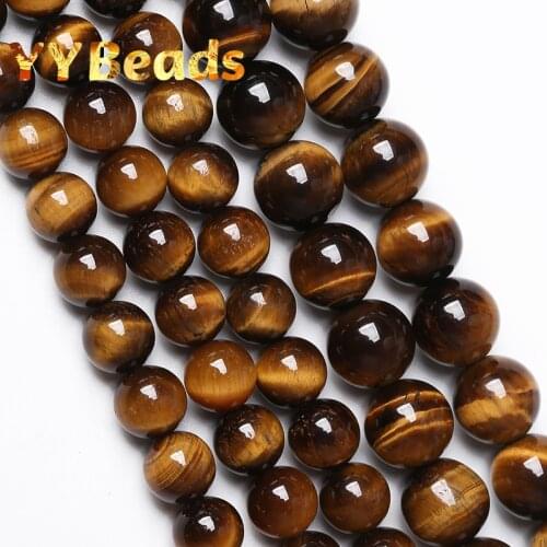 5A Natural Stone Yellow Tiger Eye Round Loose Beads For Jewelry Making Bracelets Accessories 4 6 8 10 12 14 16 18mm 15" Strand
