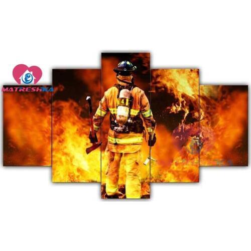 Diamond painting Firemen full square embroidery with diamonds picture by rhinestones diamond mosaic Home decoration triptych