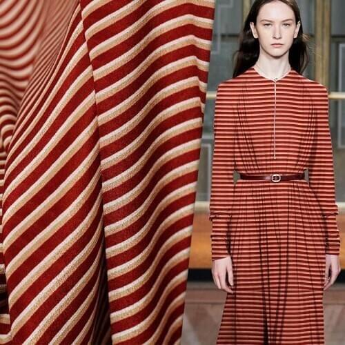 White waxberry12momme Red White Stripe Printed Silk Crepe de chine 100%Silk Material Women Dress Shirt Cloth Tailor Freeshipping