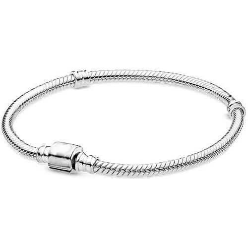 925 Sterling Silver Pandora Bracelet Moments Barrel Clasp Snake Chain Bracelet Bangle Fit Bead Charm Diy Fashion Jewelry