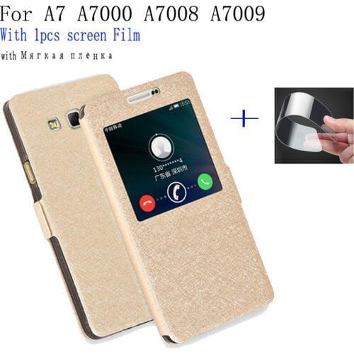 For Samsung galaxy A7 A7000 case shell PU Leather View Window Phone Case cover For Samsung galaxy A 7000 A7008 A7009 back cover