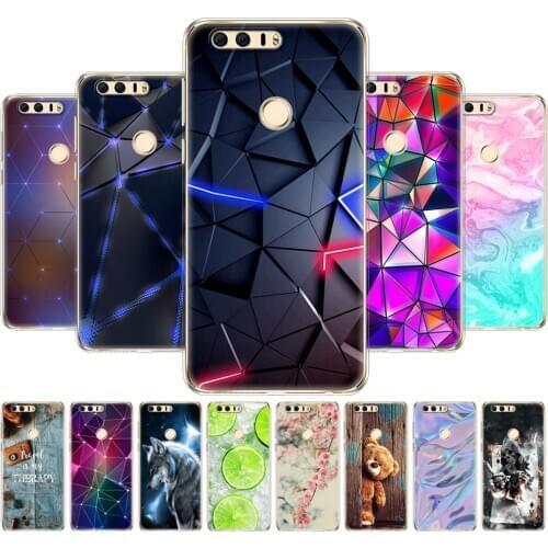 Cover phone case for huawei honor 8 soft tpu silicon back cover 360 full protective printing clear coque