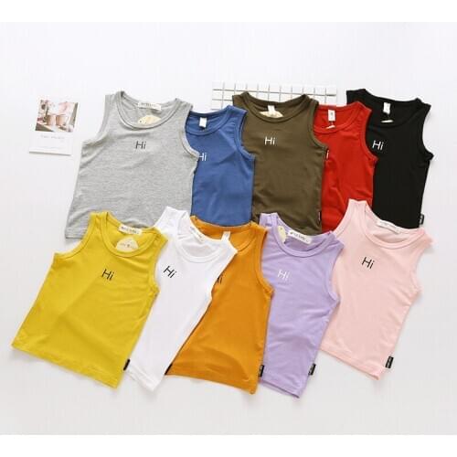 Kids Vests Boys Underwaist Girls T-shirts Children 2020 Summer Top Outfit Kid Boy Girl Solid Tops Clothes Cotton Tees Playsuits