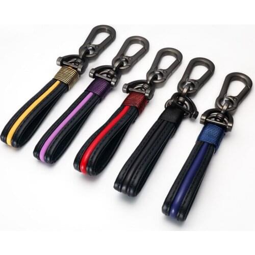 For Women Men Simple Fashion Leathe Keychain Keyring Metal Carabiner Horseshoe Buckle Car Key Chain Key Strap Waist Wallet Gift