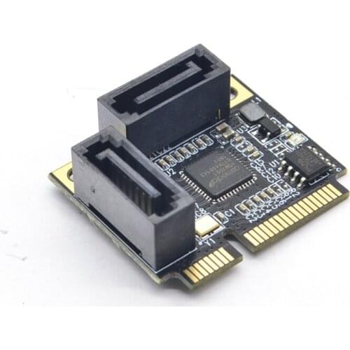 20CB Add In Mini PCI-E PCI Express Cards to 2 Ports SATA 3.0 SD Converter SATA Multiplier Controller Expansion Card