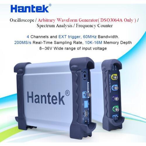 Hantek 4CH USB Oscilloscopes/Arbitrary Waveform Generator/ Spectrum Analysis/Frequency Counter 60MHz bandwidth DSO3064A/DSO3064