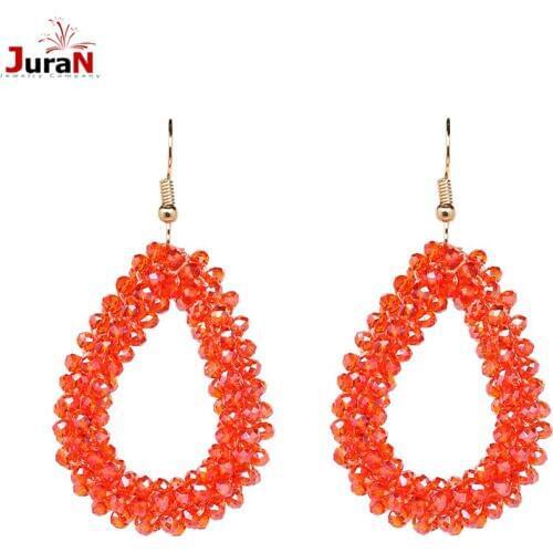JURAN New Design Big Crystal Drop Earrings Fashion Jewelry Luxury Beads Dangle Earring For Weeding Women 6 Colors J52013